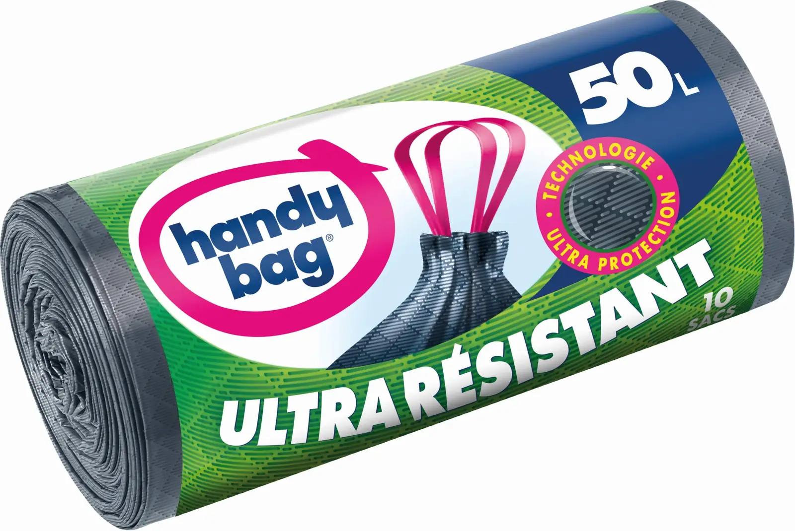 Handy Bag tugevad 50 L prügikotid libistuskäepidemega, 4 rulli – detailne vaade