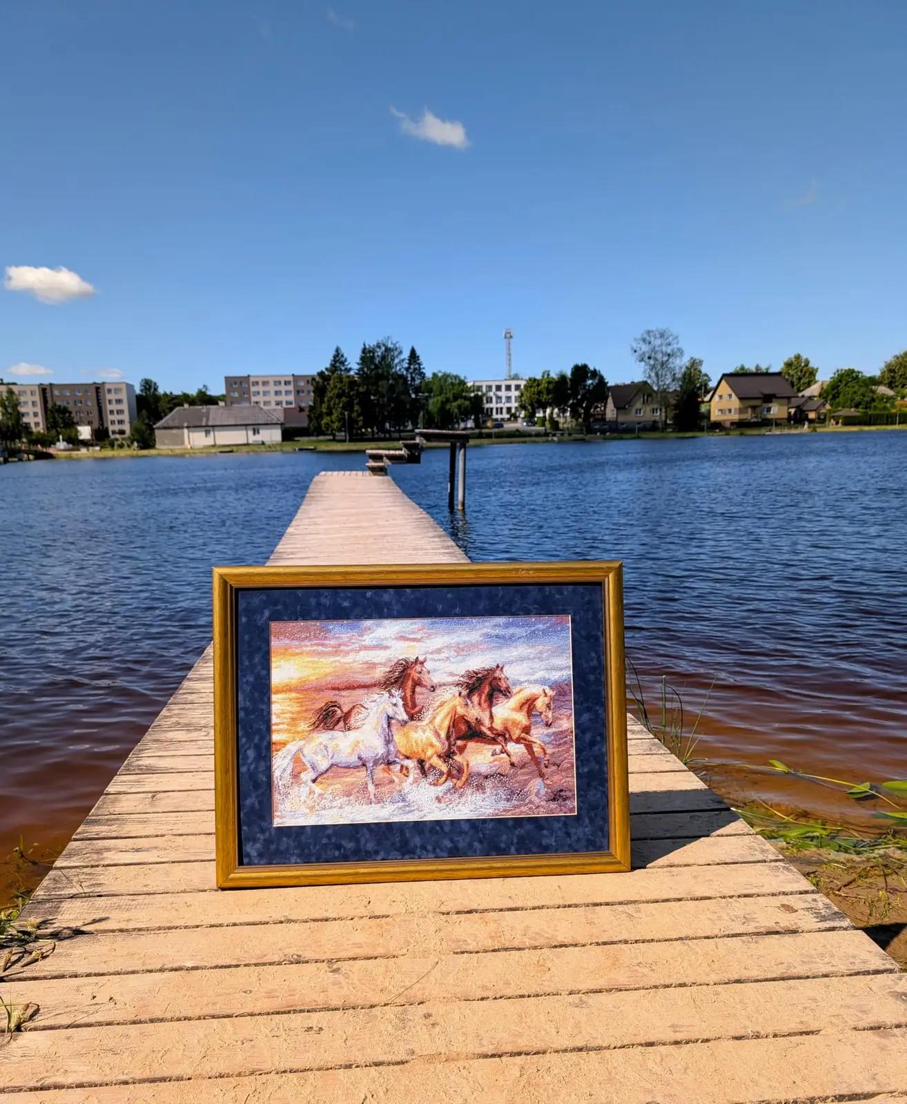 Riolis pehme puuvillane ristpistesett — päikeseloojang 60×40 – pilt 8