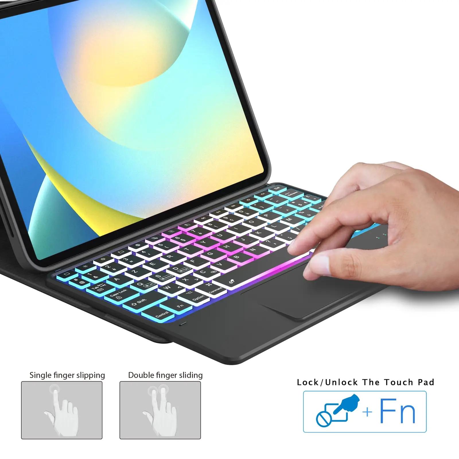 VANKEYPAD stiilne klaviatuur iPadile – valgustus ja touchpad – lisavaade