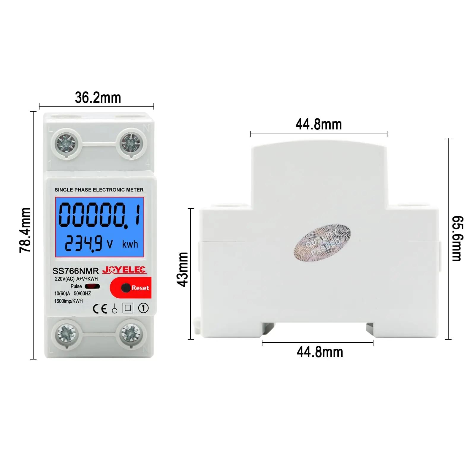 JOYELEC energiamõõtur DIN-kinnitus 230V 10(60)A – kasutusnäide