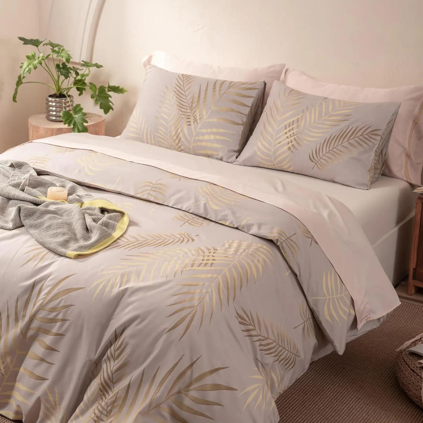 YASMENG pehme mikrofiiber voodipesu 140×200 cm, kuldne-beez – pilt 9