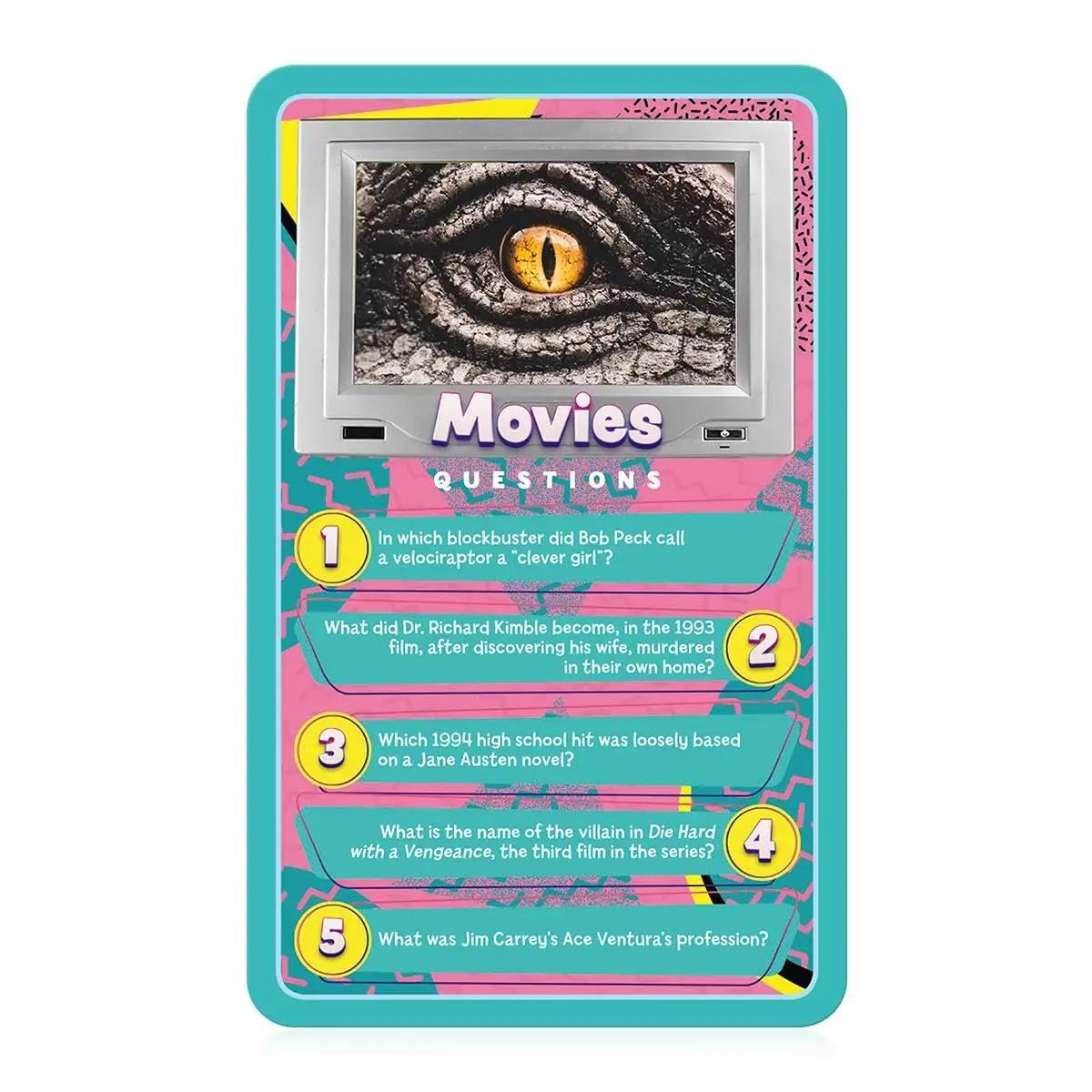 Top Trumps nostalgiline 90ndate trummikaar kaartmäng – kasutusnäide