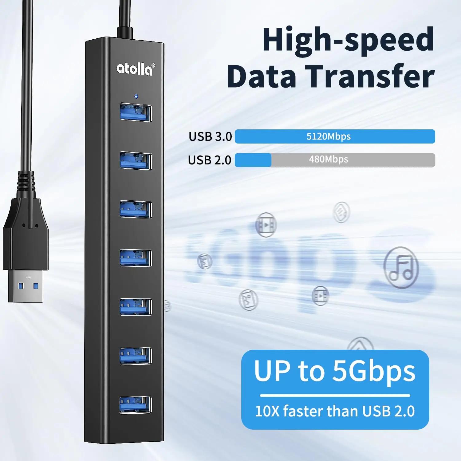 atolla alumiiniumist 7-port USB-hub — kompaktne ja vastupidav – kasutusnäide