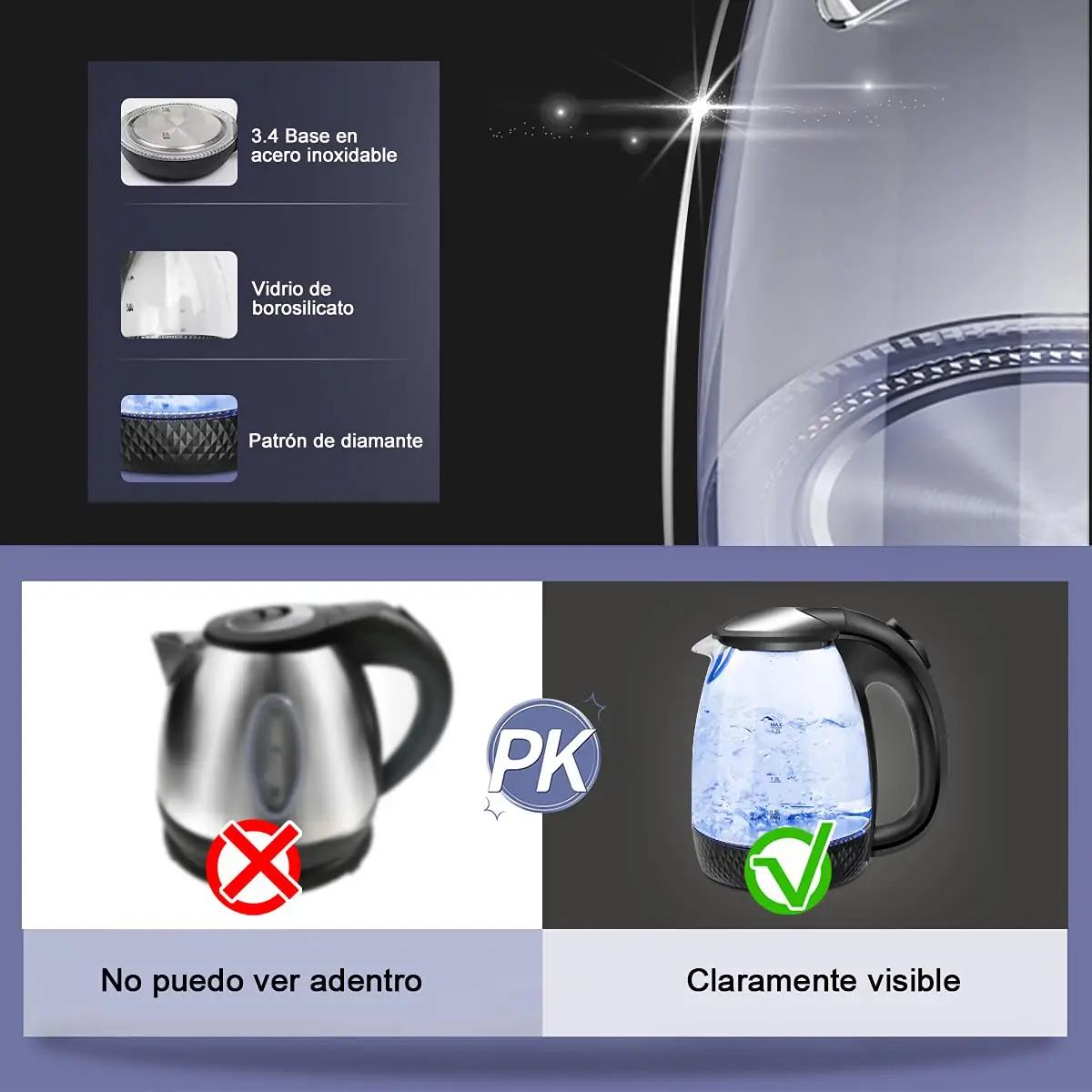 EXTRASTAR borosilikaatklaasist veekeetja 1,7 l – kiire ja stiilne – lisavaade