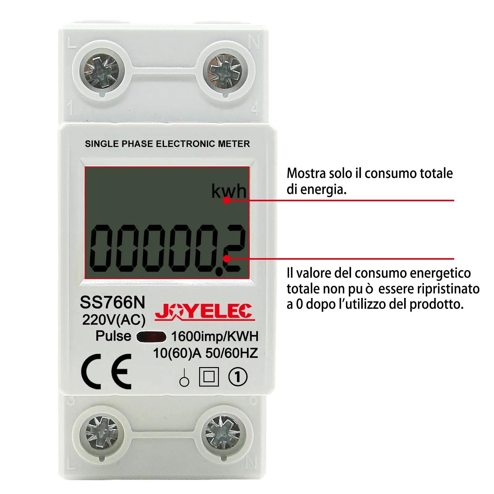 JOYELEC DIN-rööpa kilpmeeter kWh näidik — täpne energiakulu – detailne vaade