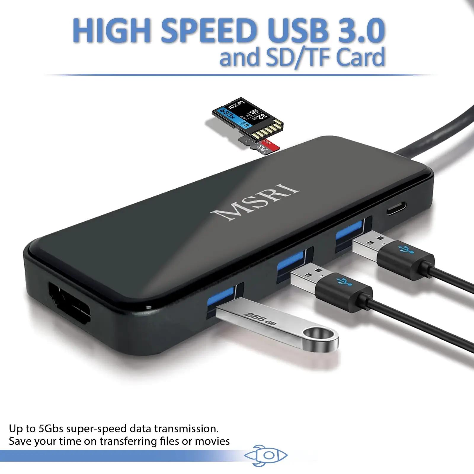 MSRI mitmeotstarbeline USB-C hub — alumiinium, 8-ühes 4K – kasutusnäide