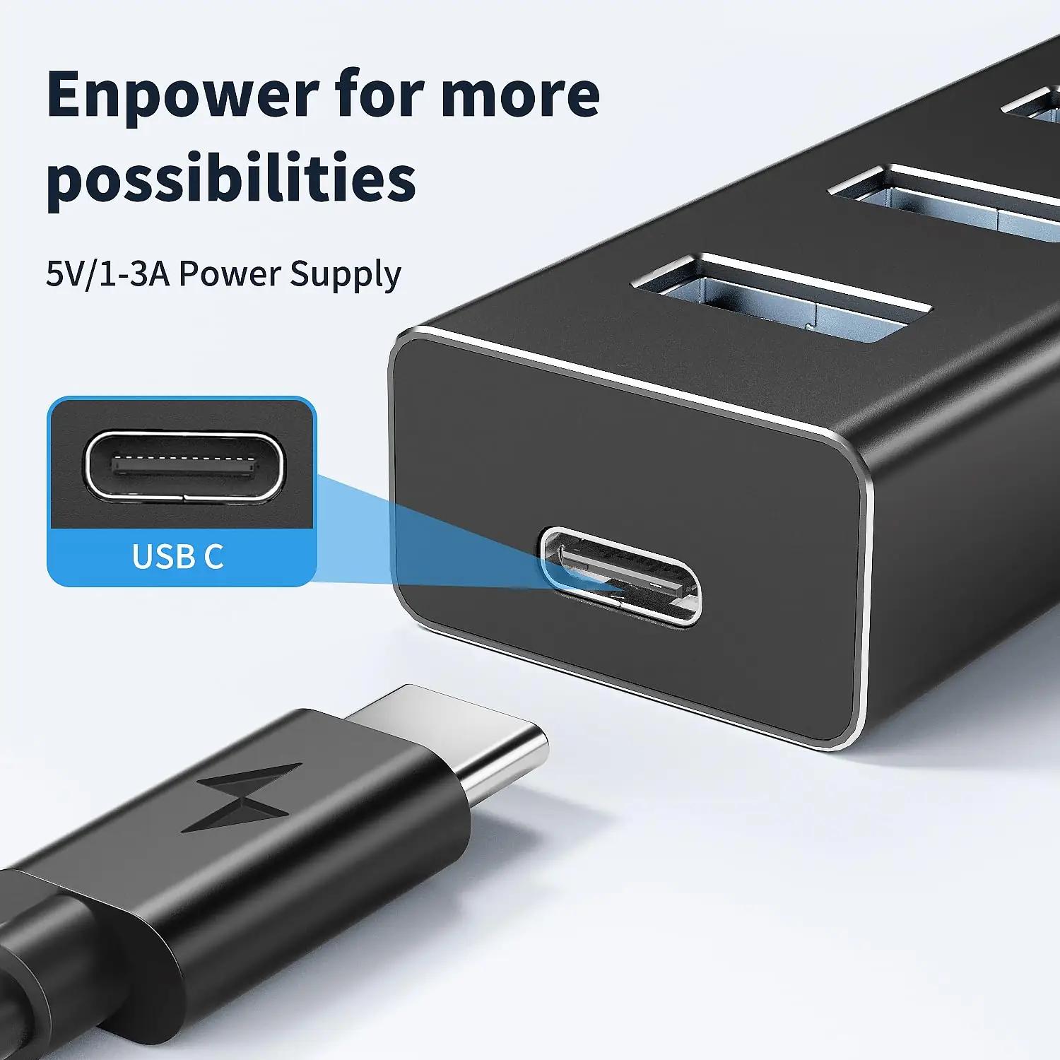 atolla alumiiniumist 7-port USB-hub — kompaktne ja vastupidav – lisavaade