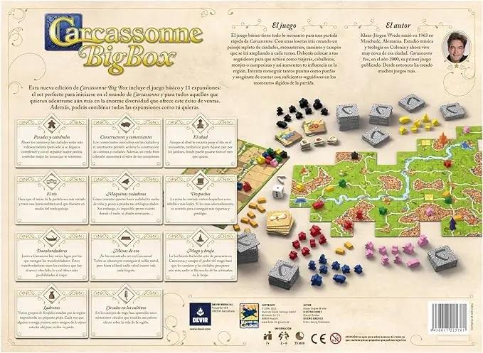 Devir lauamäng Carcassonne Plus – lisapakkidega perele – pakend ja tarvikud