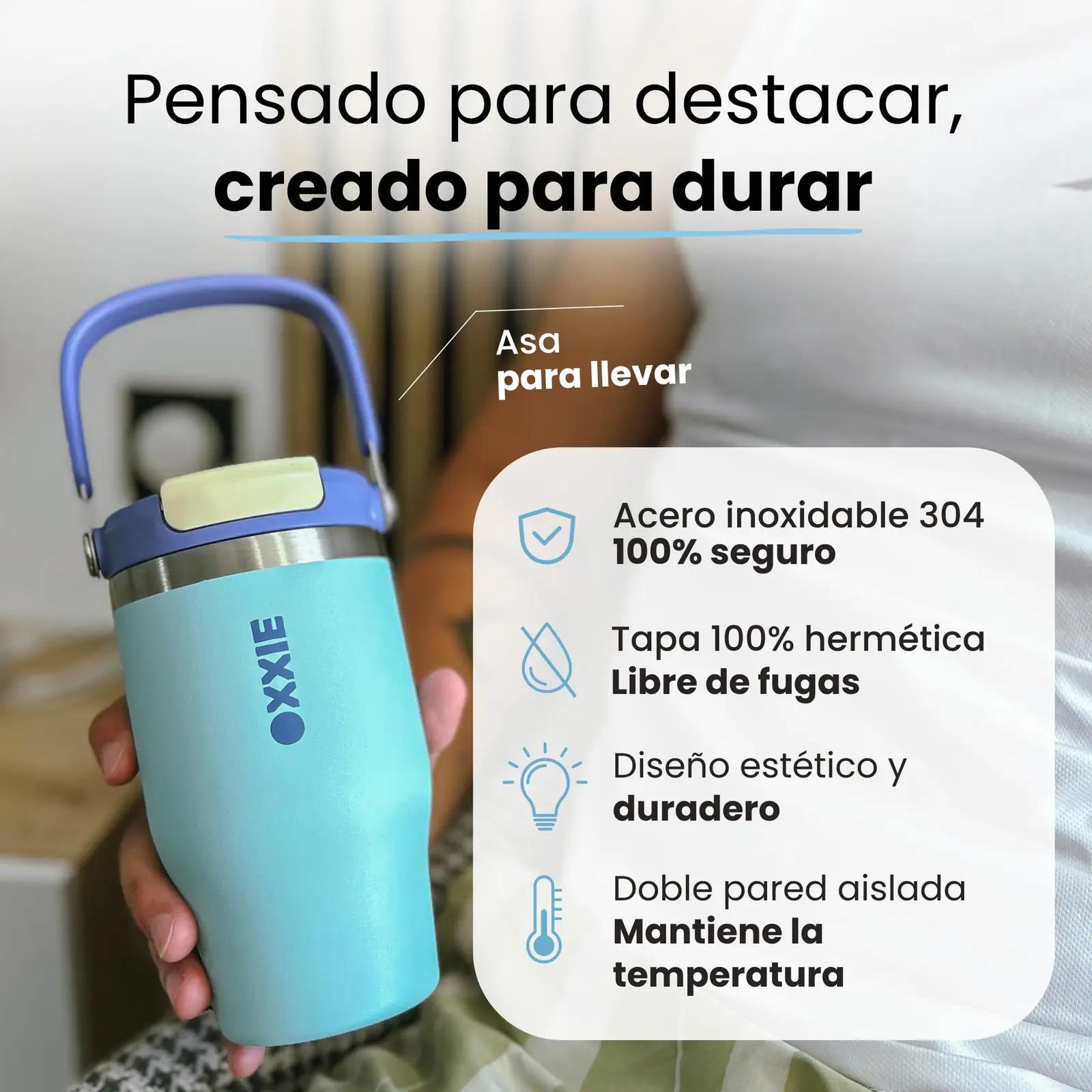 OXXIE roostevabast terasest termoskruus 500 ml – käepidemega – pakend ja tarvikud
