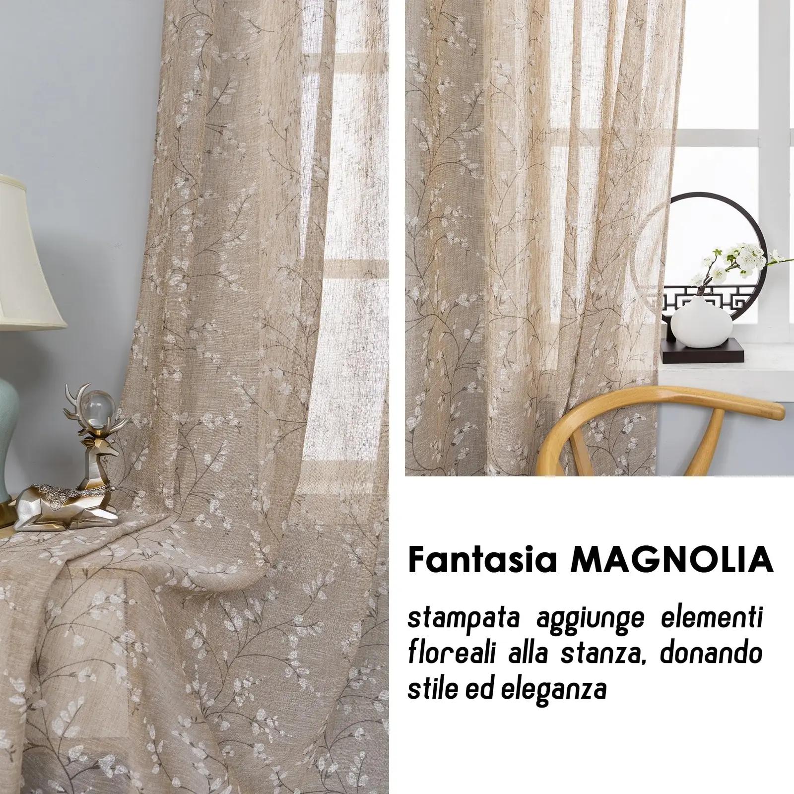 GIRASOLE HOME linane efektiga kardinad – lillemuster, 140×285 – kasutusnäide