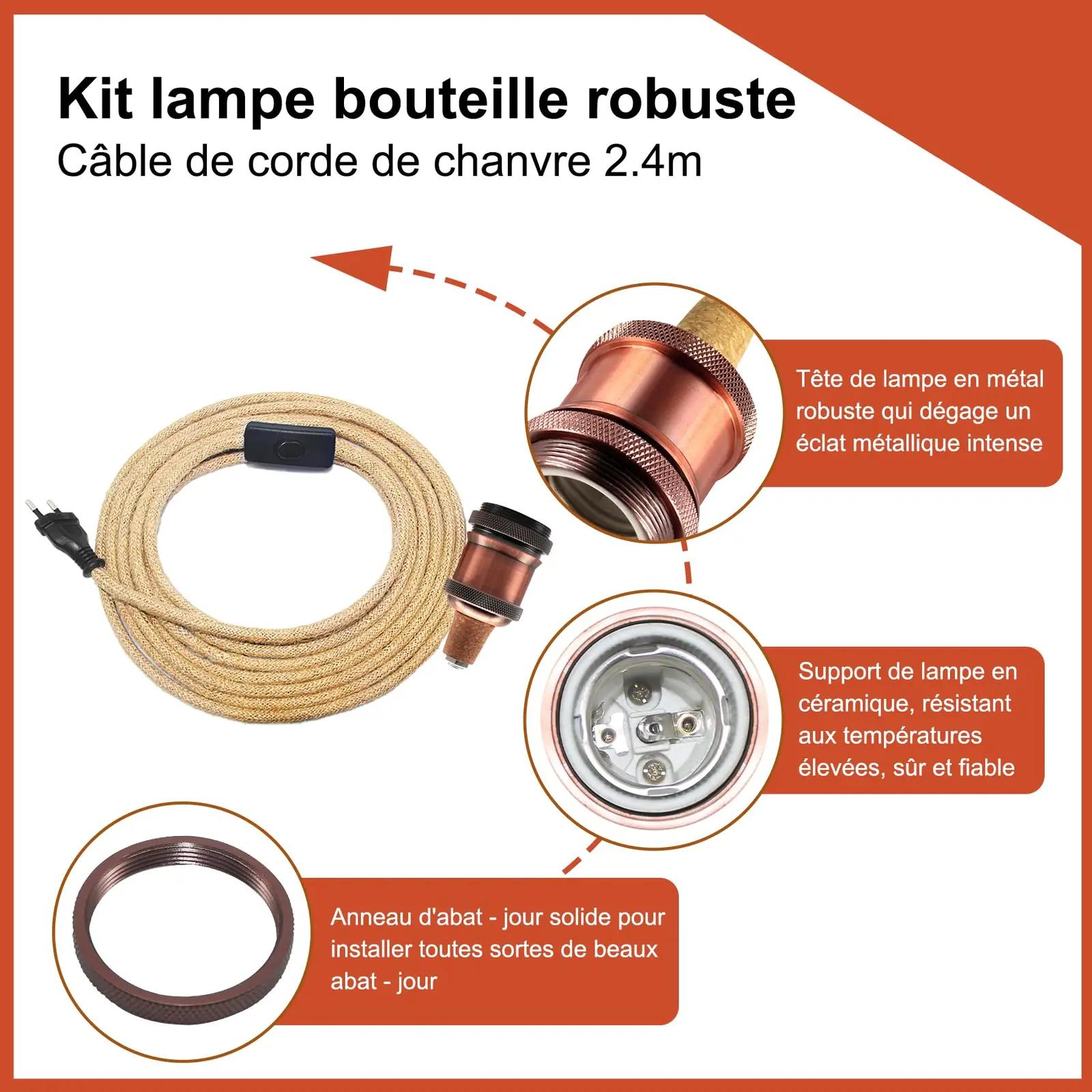 LQUNFYL roosa pudeli-lampide adapter komplekt – vintage stiil – pakend ja tarvikud