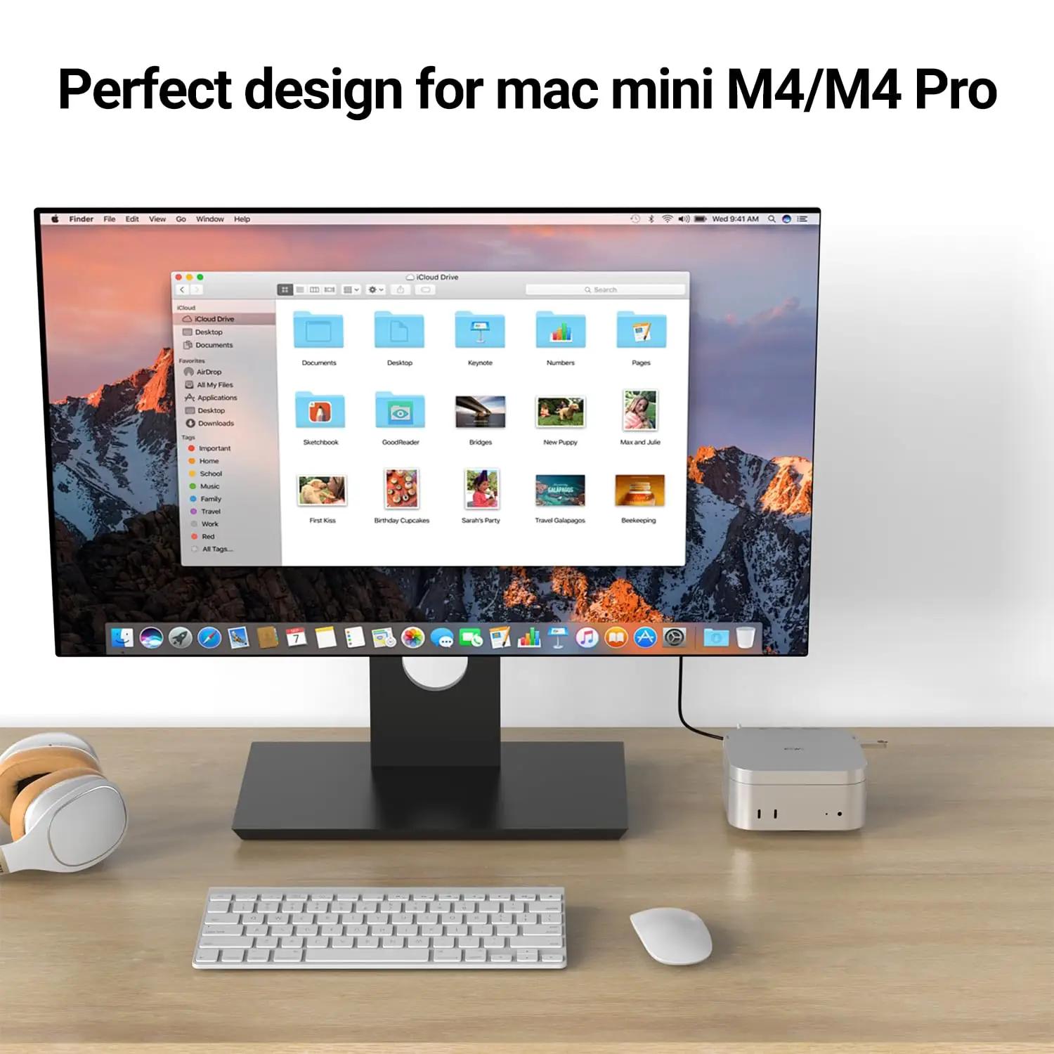 JESWO hõbedane dockingstation Mac Mini M4 jaoks – lisavaade