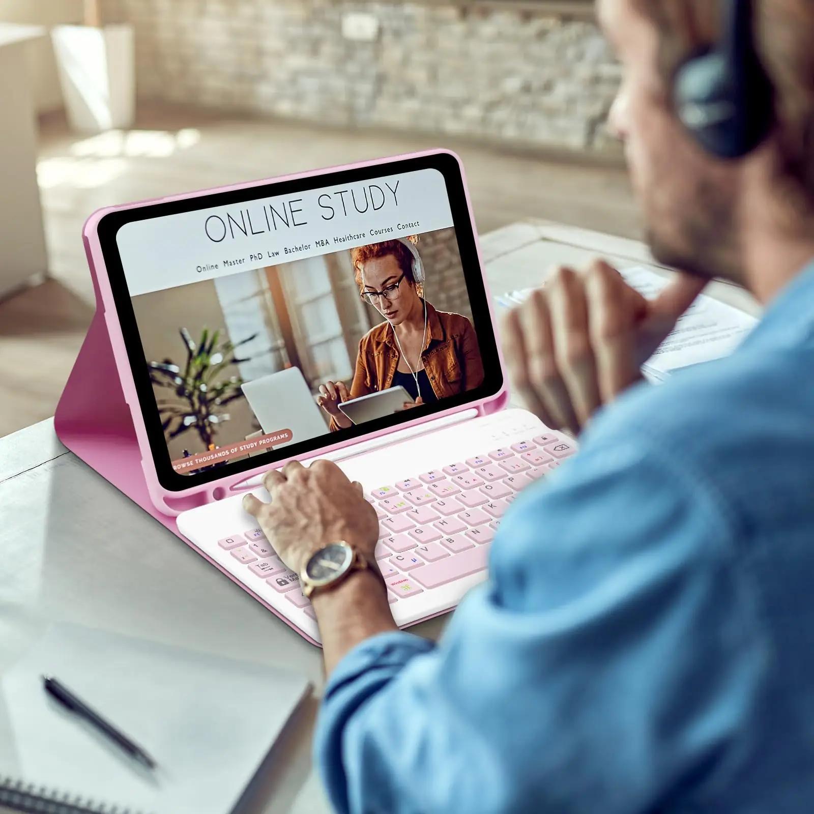 Lielax pehme roosa kaitsekott klaviatuuriga iPadile — stiilne ja – pilt 8