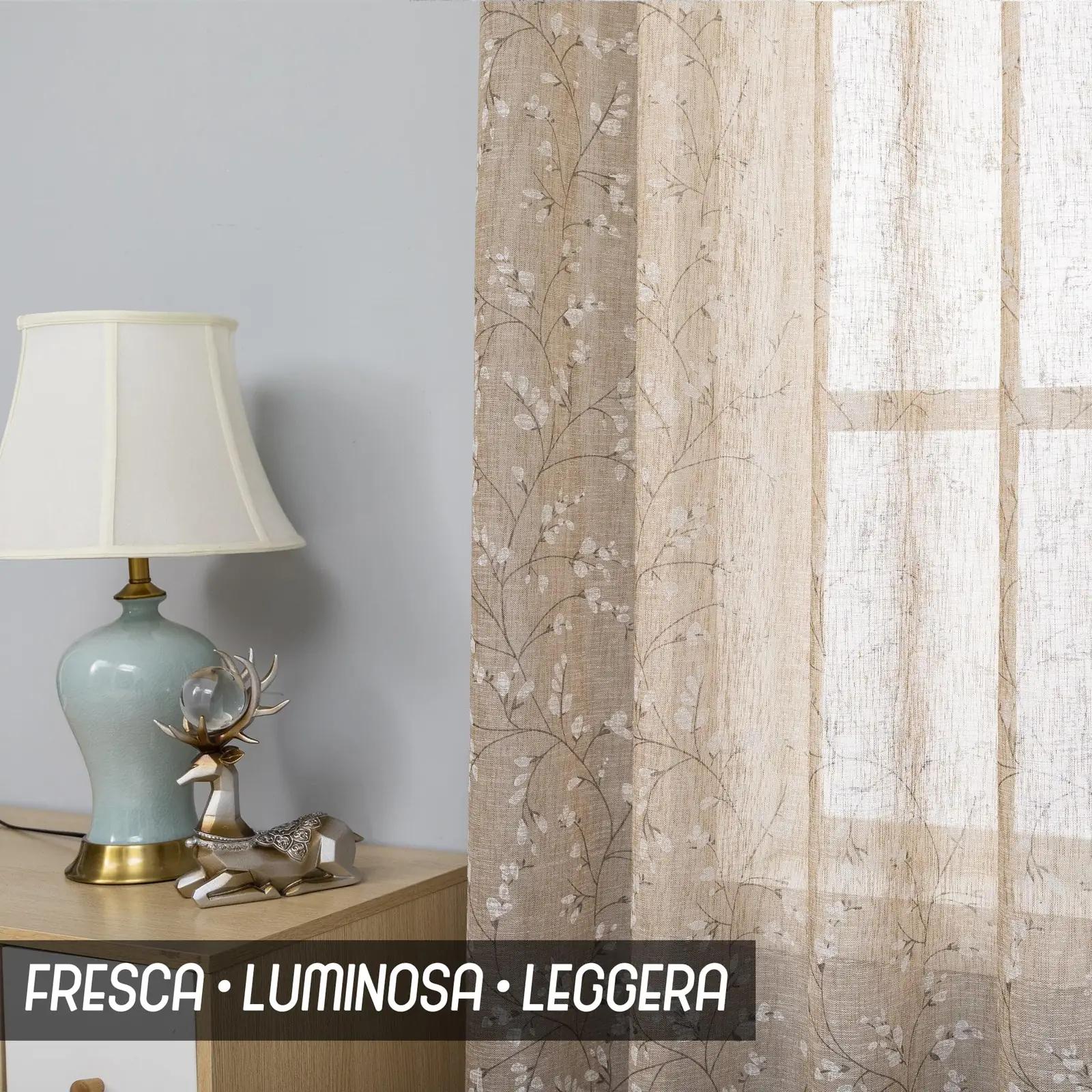 GIRASOLE HOME linane efektiga kardinad – lillemuster, 140×285 – pakend ja tarvikud
