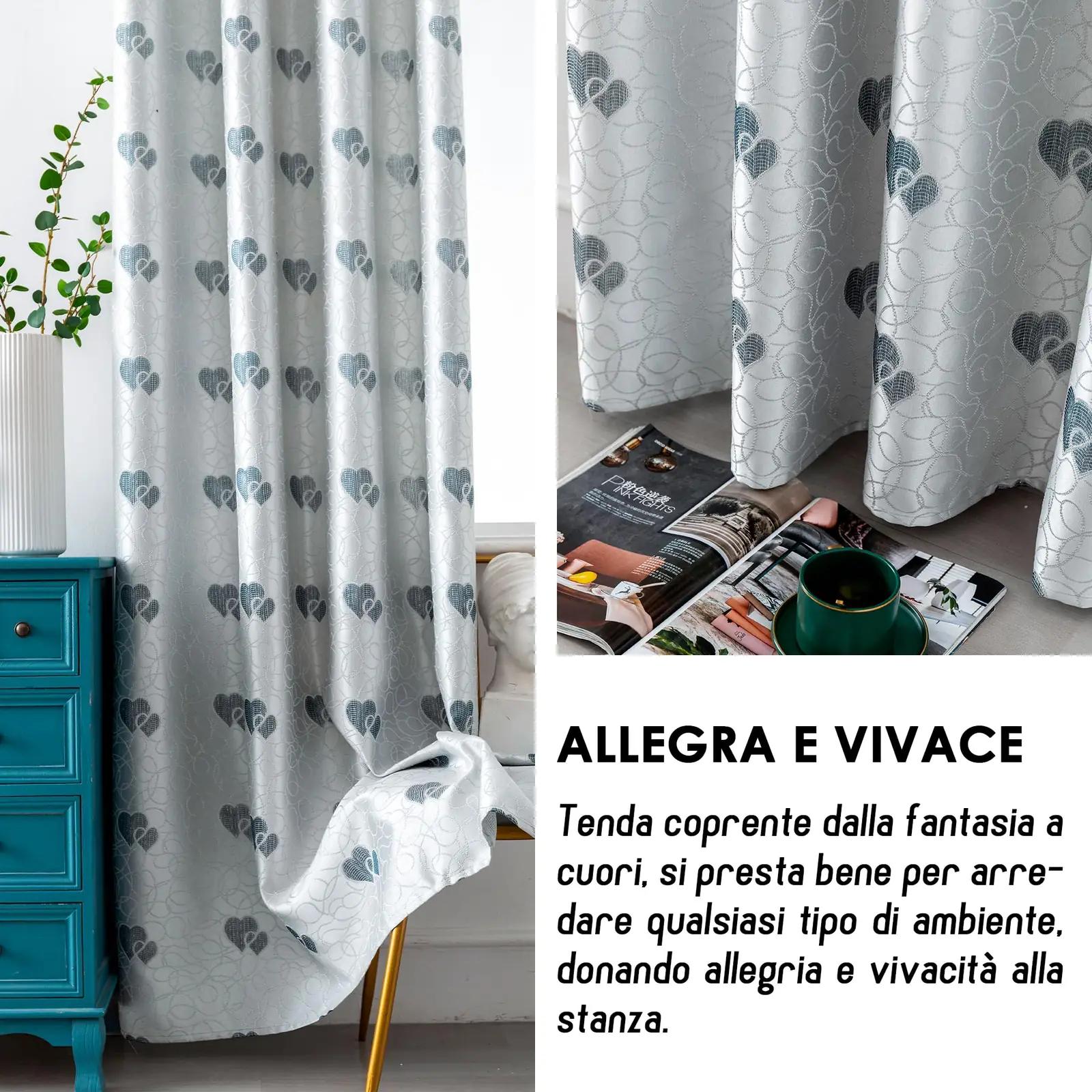 GIRASOLE HOME hõbedane poolpime kardinarätik südamega – lisavaade