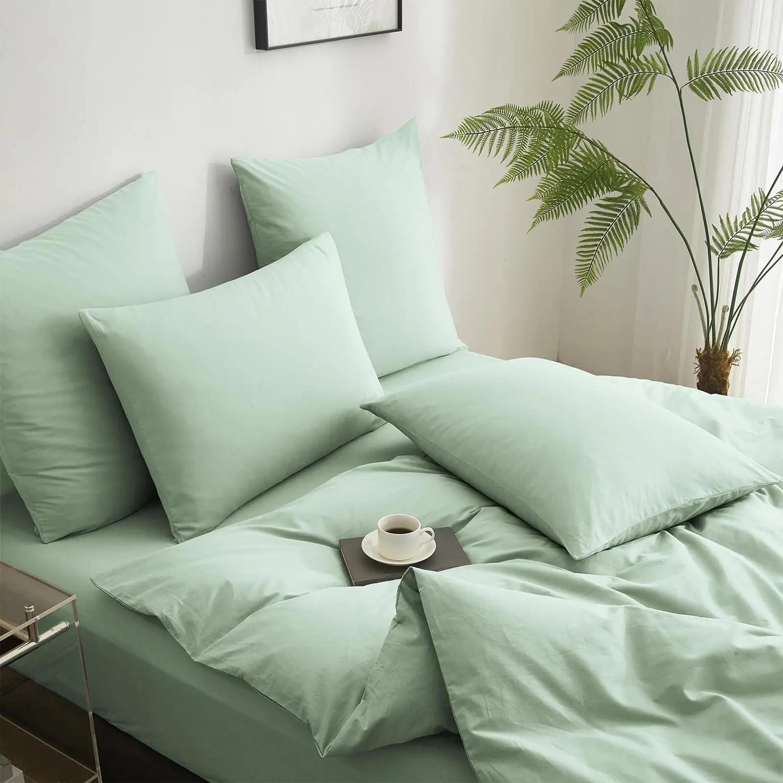 Luowei pehme 100% puuvillane voodipesu 135×200 roheline – pilt 6