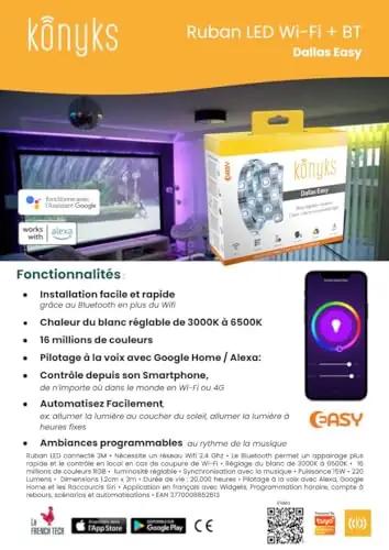 Konyks nutikas LED-riba 3m — värvi- ja valgetuli kingituseks – pilt 6
