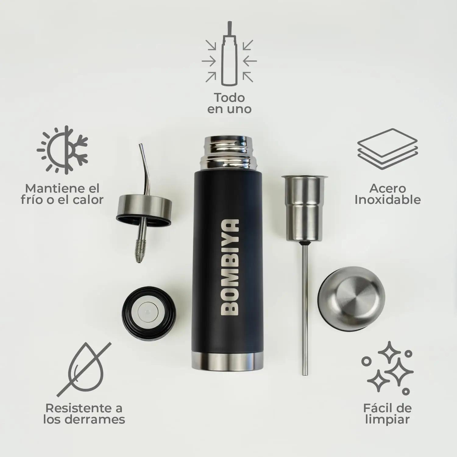 Bombiya roostevabast materjalist termos — mate 500 ml, must – pilt 7