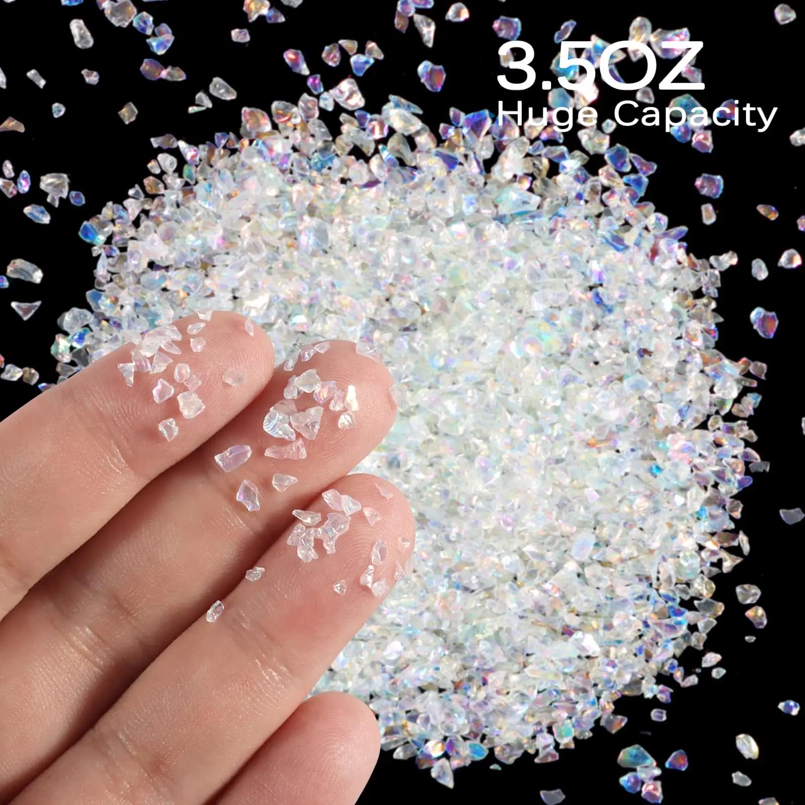 Renfio värviline purustatud klaasglitter 100 g — käsitööile – pakend ja tarvikud