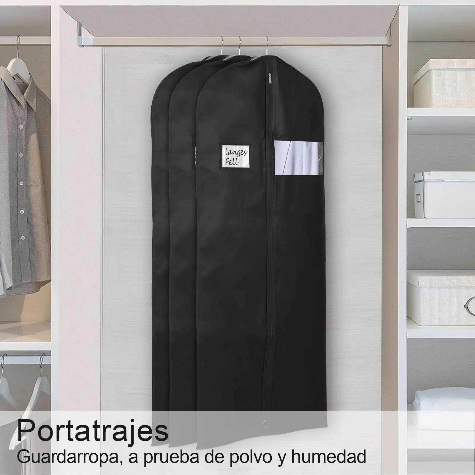 BOMEI PACK stiilne must riidekott 160 x 60 cm – tolmukaitse – detailne vaade
