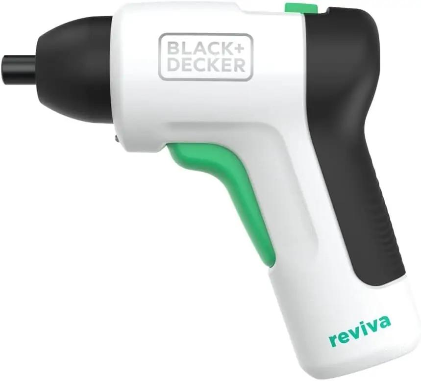 BLACK+DECKER kerge plastikust kruvikeeraja koduseks kasutuseks – pakend ja tarvikud
