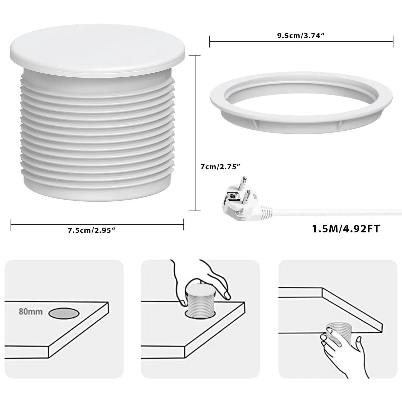 Dinolink valge lauapistikupesa 1x pistik + 1x USB – kasutusnäide