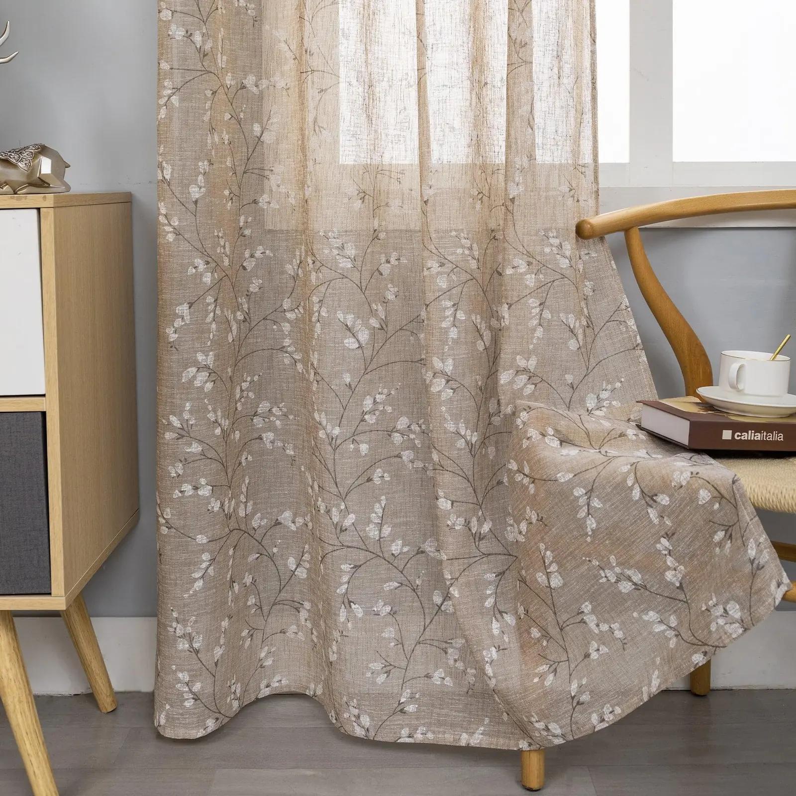 GIRASOLE HOME linane efektiga kardinad – lillemuster, 140×285 – pilt 8
