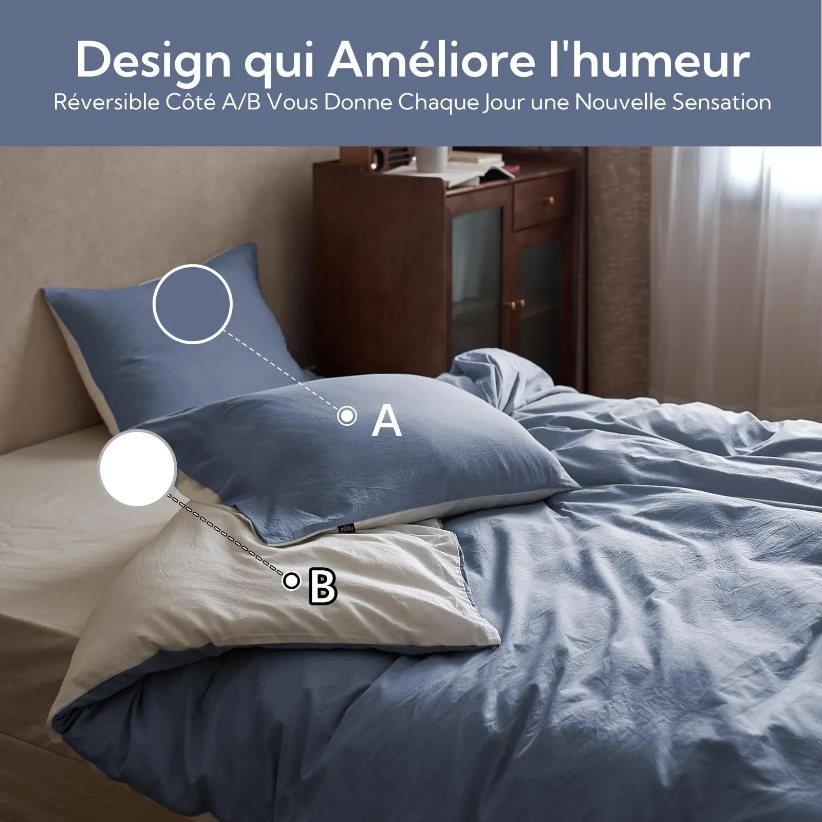 MILDLY puuvillane voodipesukomplekt 240×260 cm – pehme ja hingav – detailne vaade