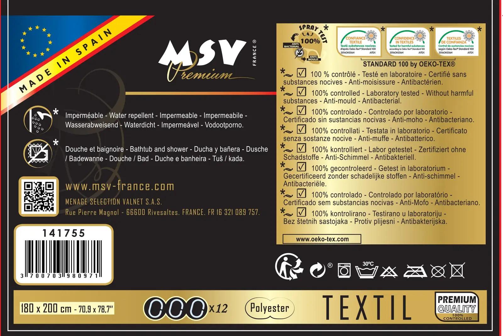 MSV veekindel dušikardin 180×200 cm – kvaliteetne tekstiil – pilt 6