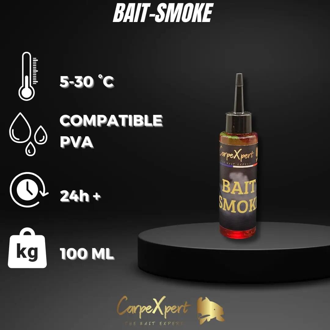 CarpeXpert punane Red Smoke Bait 100 ml — lõhnaline booster – pakend ja tarvikud