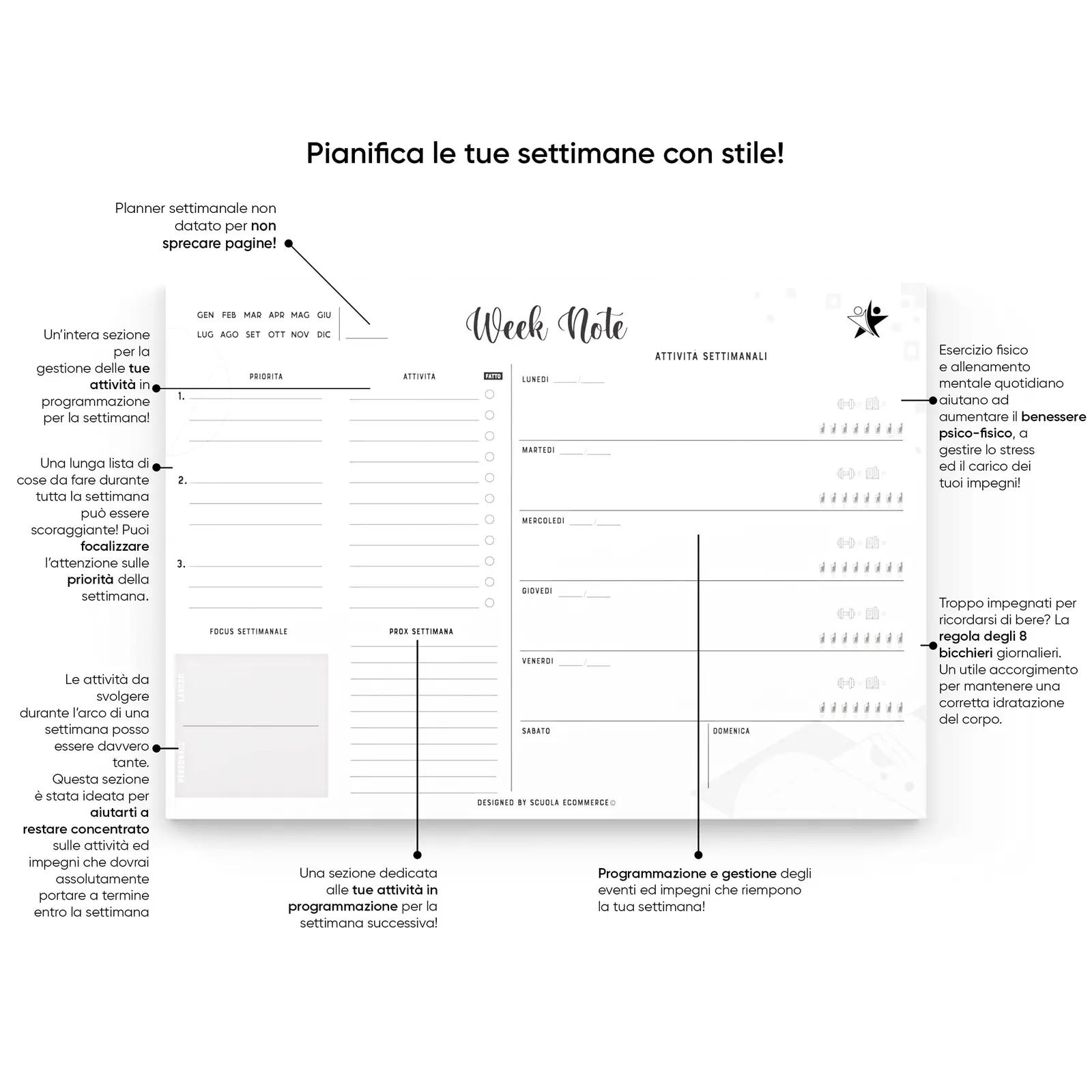 SCUOLA ECOMMERCE paberplanner A3 lauakalender praktiline – pakend ja tarvikud