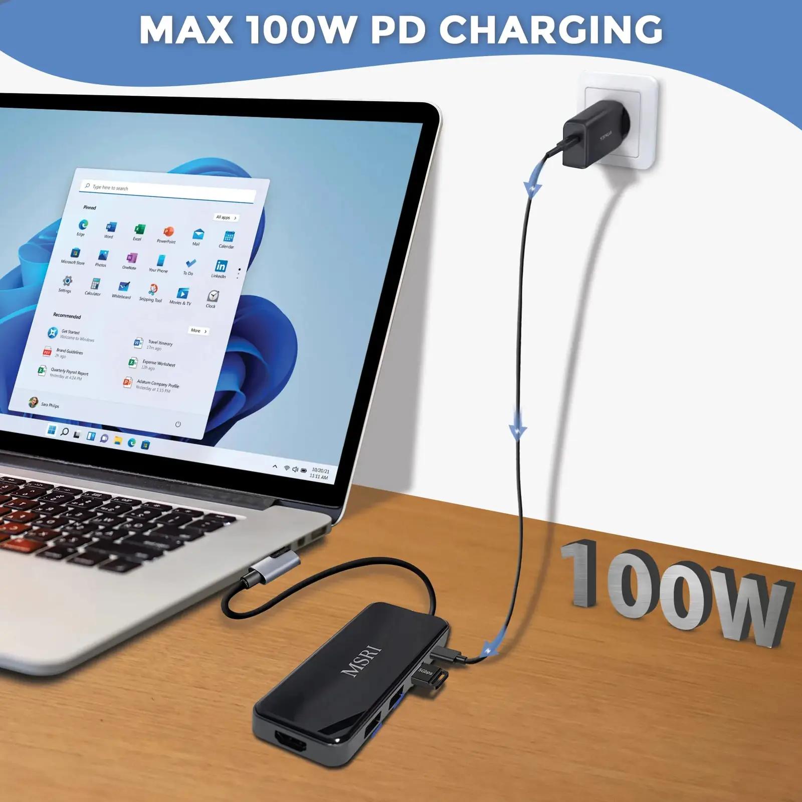 MSRI mitmeotstarbeline USB-C hub — alumiinium, 8-ühes 4K – lisavaade