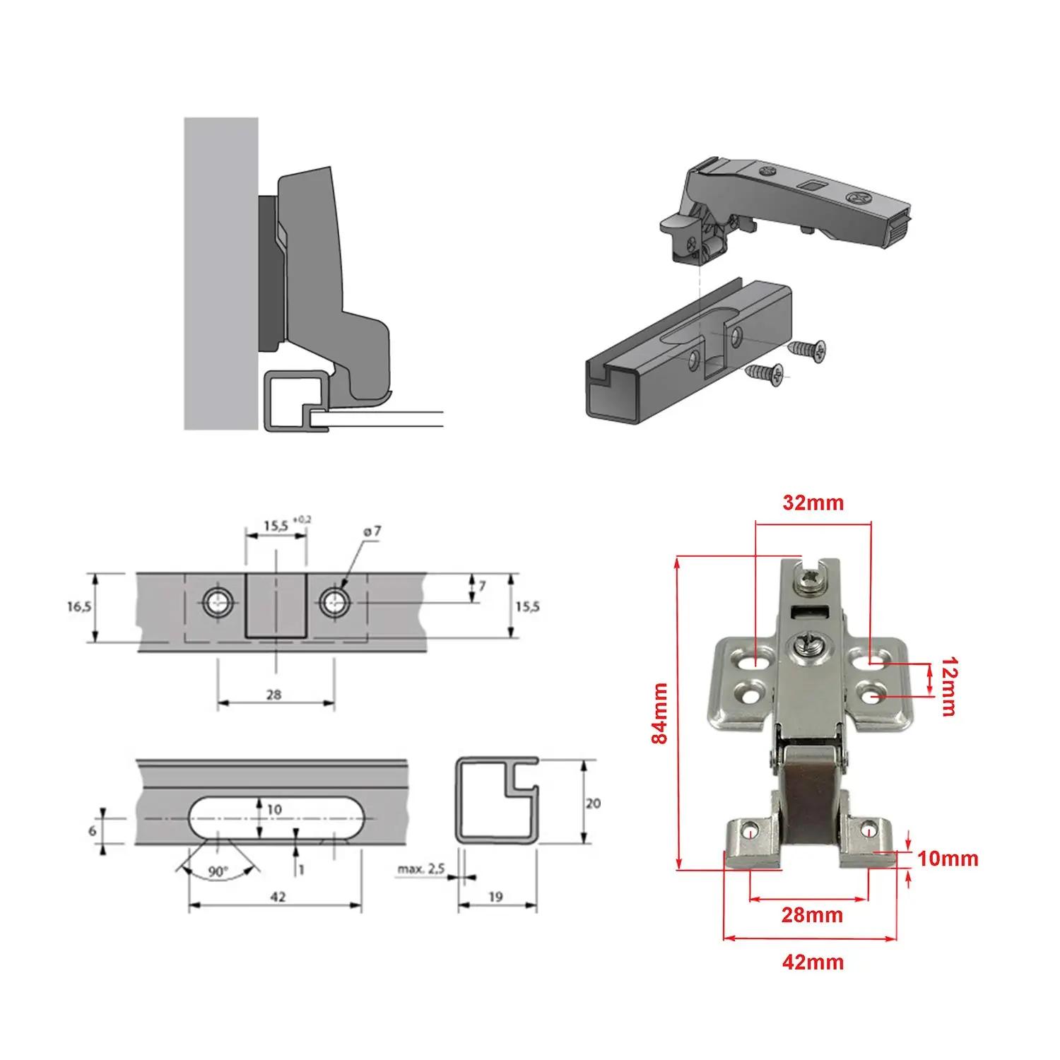 LOOTICH automaatne 95° hinged alumiiniumustele ukstele — pehme – detailne vaade