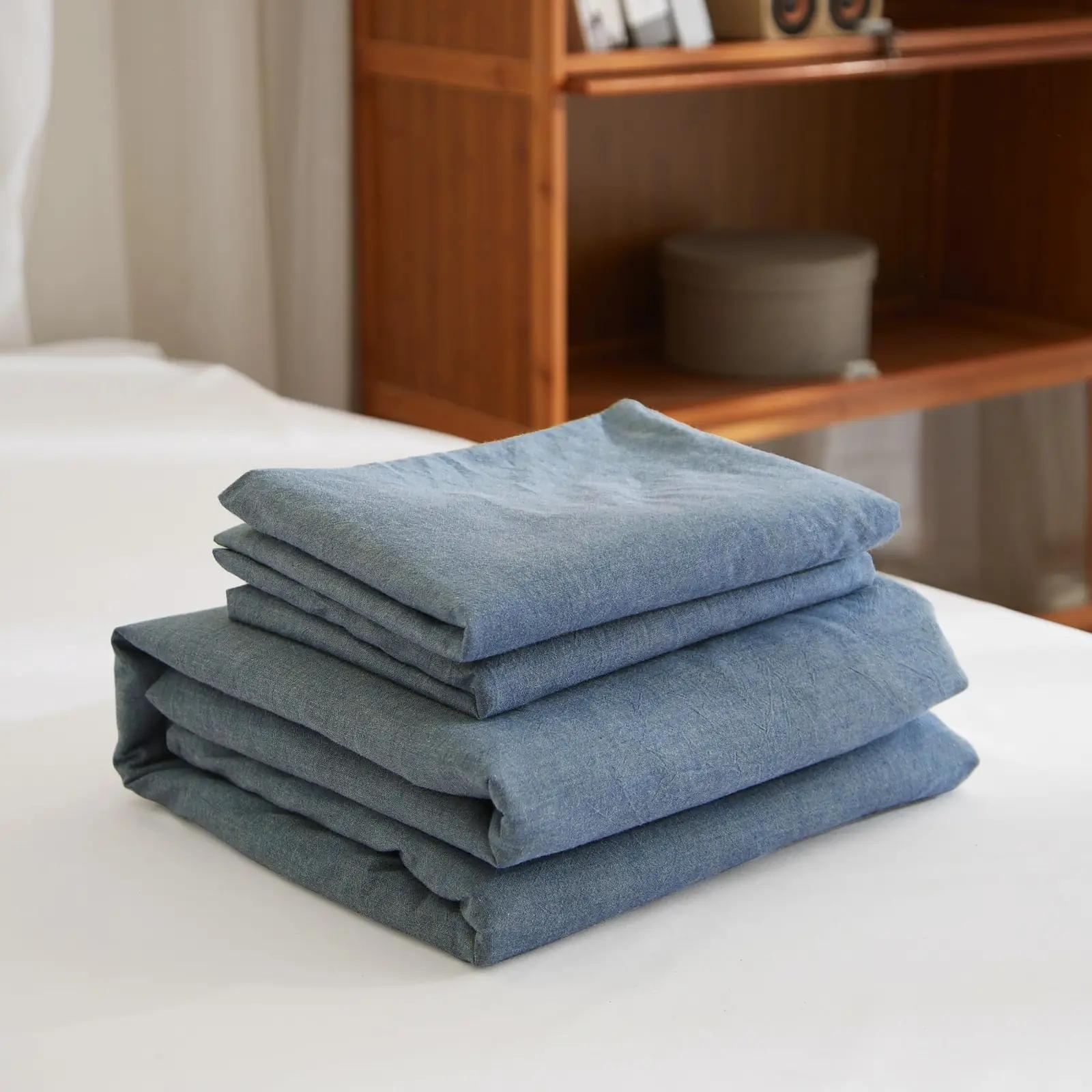 YASMENG pehme linane voodipesu kahele 220×240 cm denim – pilt 6
