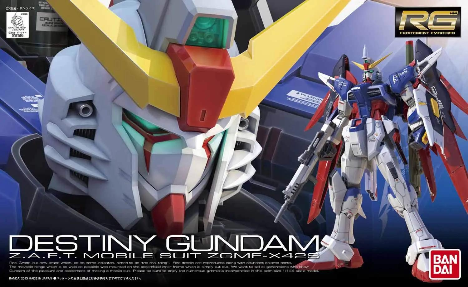 BANDAI SPIRITS kvaliteetne Gunpla Destiny Gundam 1/144 – pakend ja tarvikud