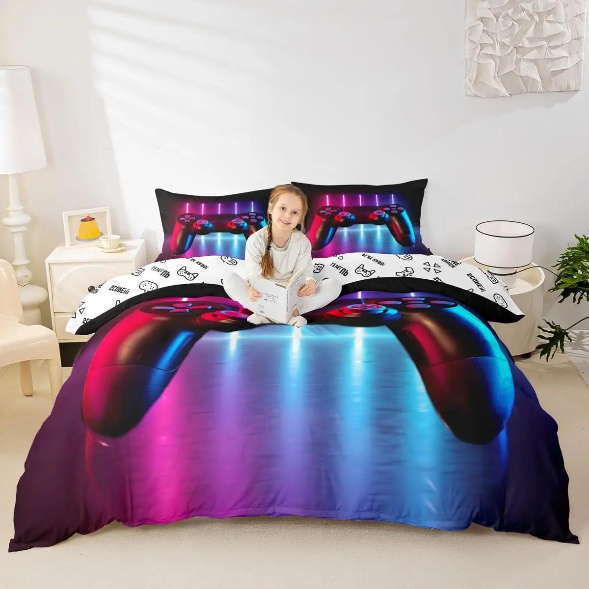 Homemissing pehme mikrofliis voodipesu 140×200 cm – mänguristiil – kasutusnäide