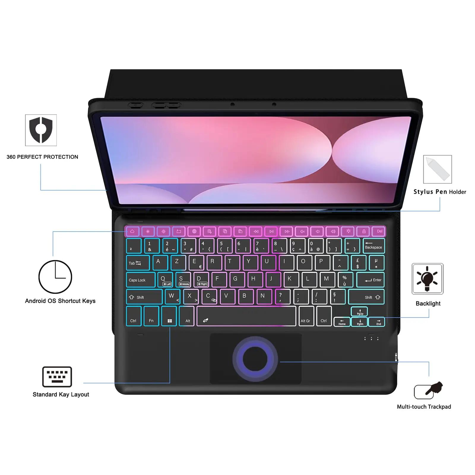 VANKEYPAD nahkne klahvikate Tab S10+ 12,4″ – valgustusega – pilt 8