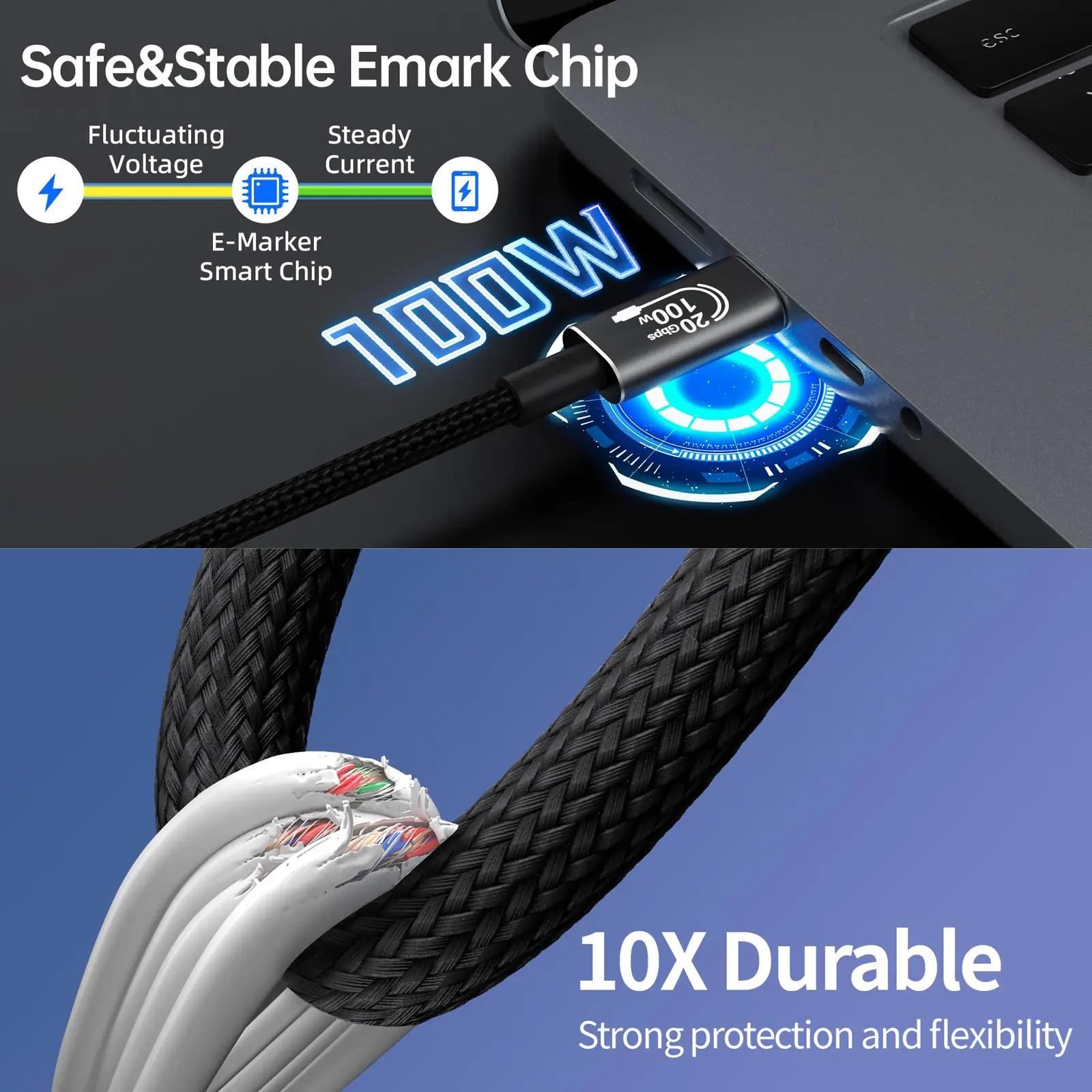 HOTUTUKI vastupidav USB-C kaabel 5m — kiire andmeedastus – pakend ja tarvikud