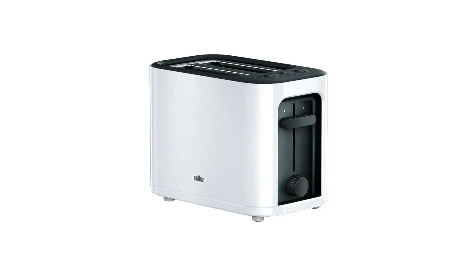 Braun elegantne alumiiniumtoaster — kiire röstitud leib