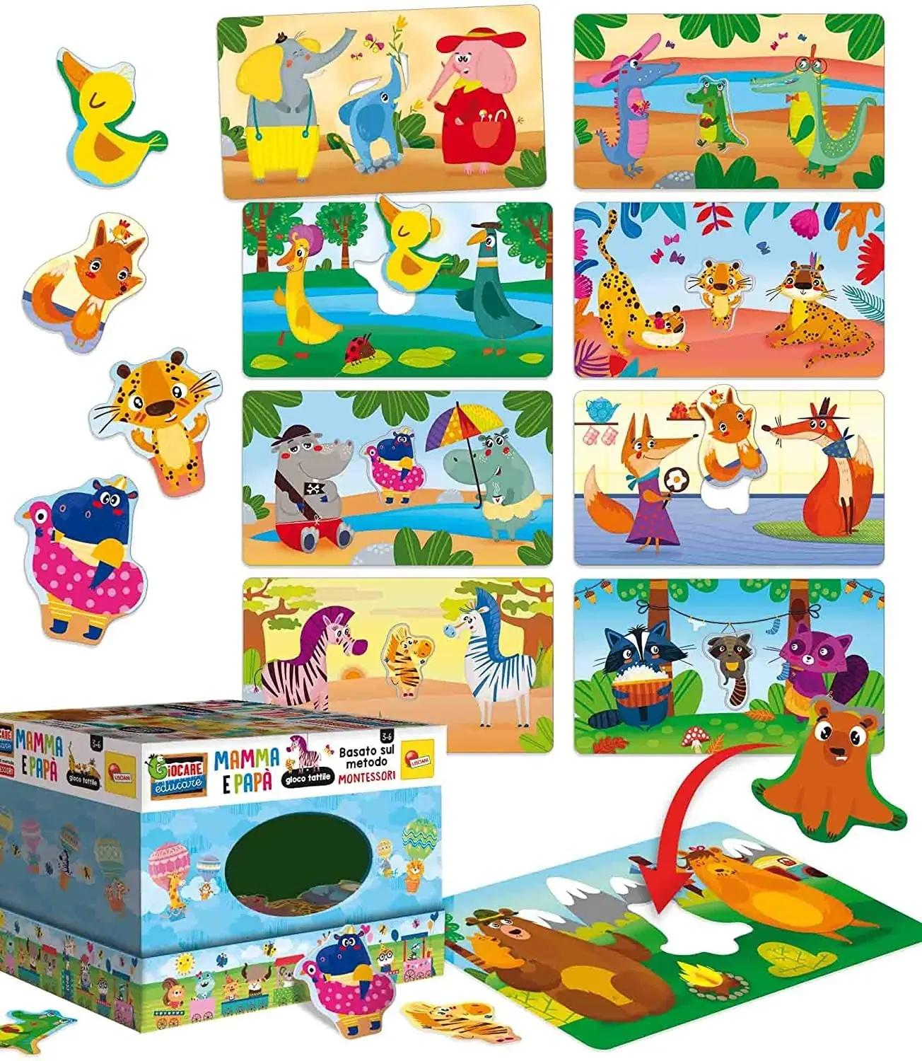 Liscianigiochi Montessori mäng – arendav pappmäng 3–6a – pakend ja tarvikud
