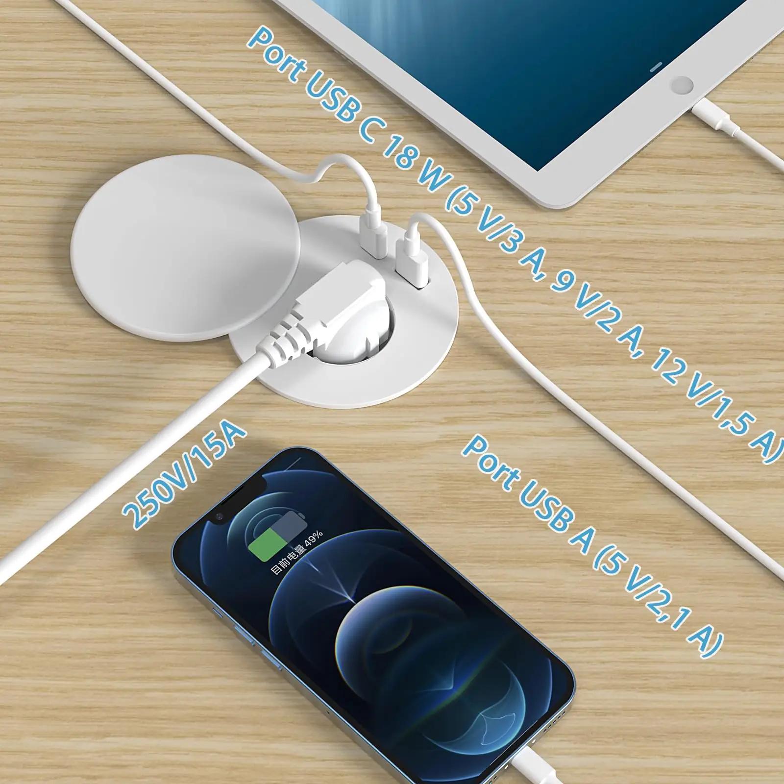 Dinolink valge lauapistikupesa 1x pistik + 1x USB – lisavaade