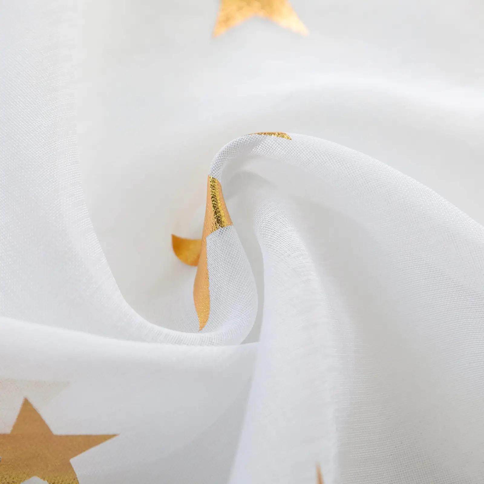 GIRASOLE HOME õhuline voile-kardin kuldsete tähtedega 140×235 – pilt 8