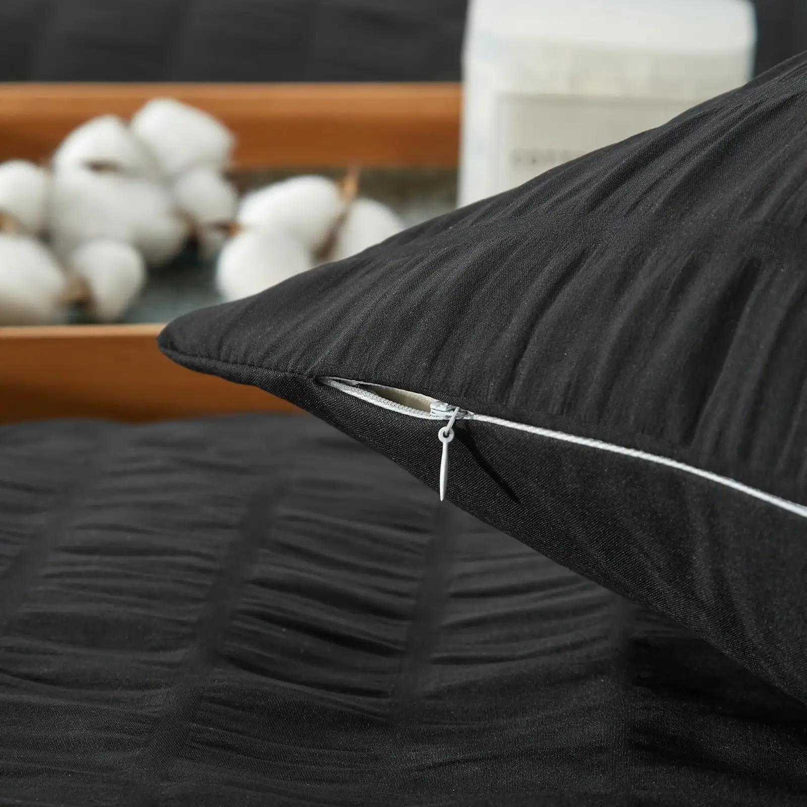 YASMENG pehme mikrofibervoodipesu 240×260 cm musti triibe – pilt 8