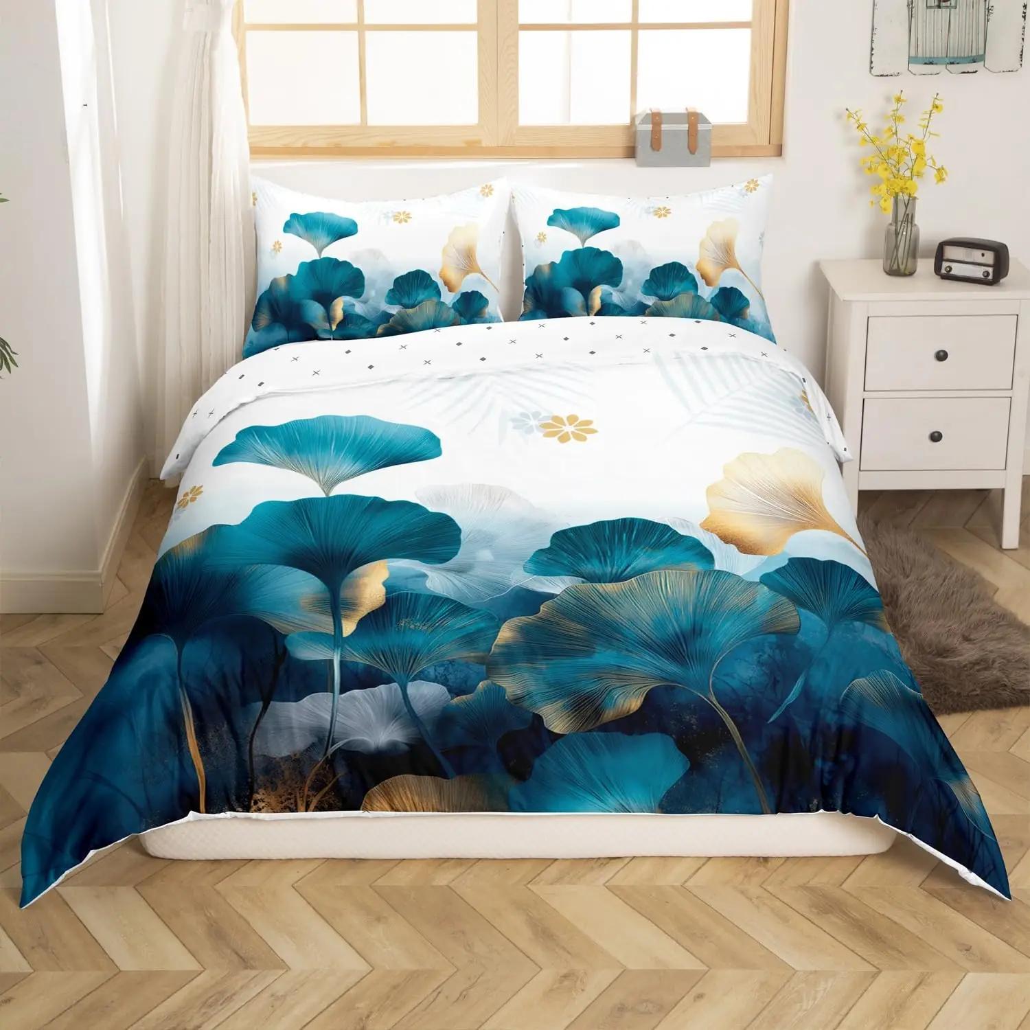 Homemissing pehme mikrofiiber voodipesu – ginkgo muster 140×200