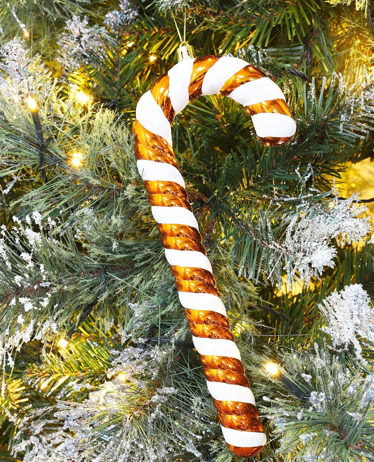 Christmas Concepts suur kuuseehe 3tk – kuldne plastik – detailne vaade