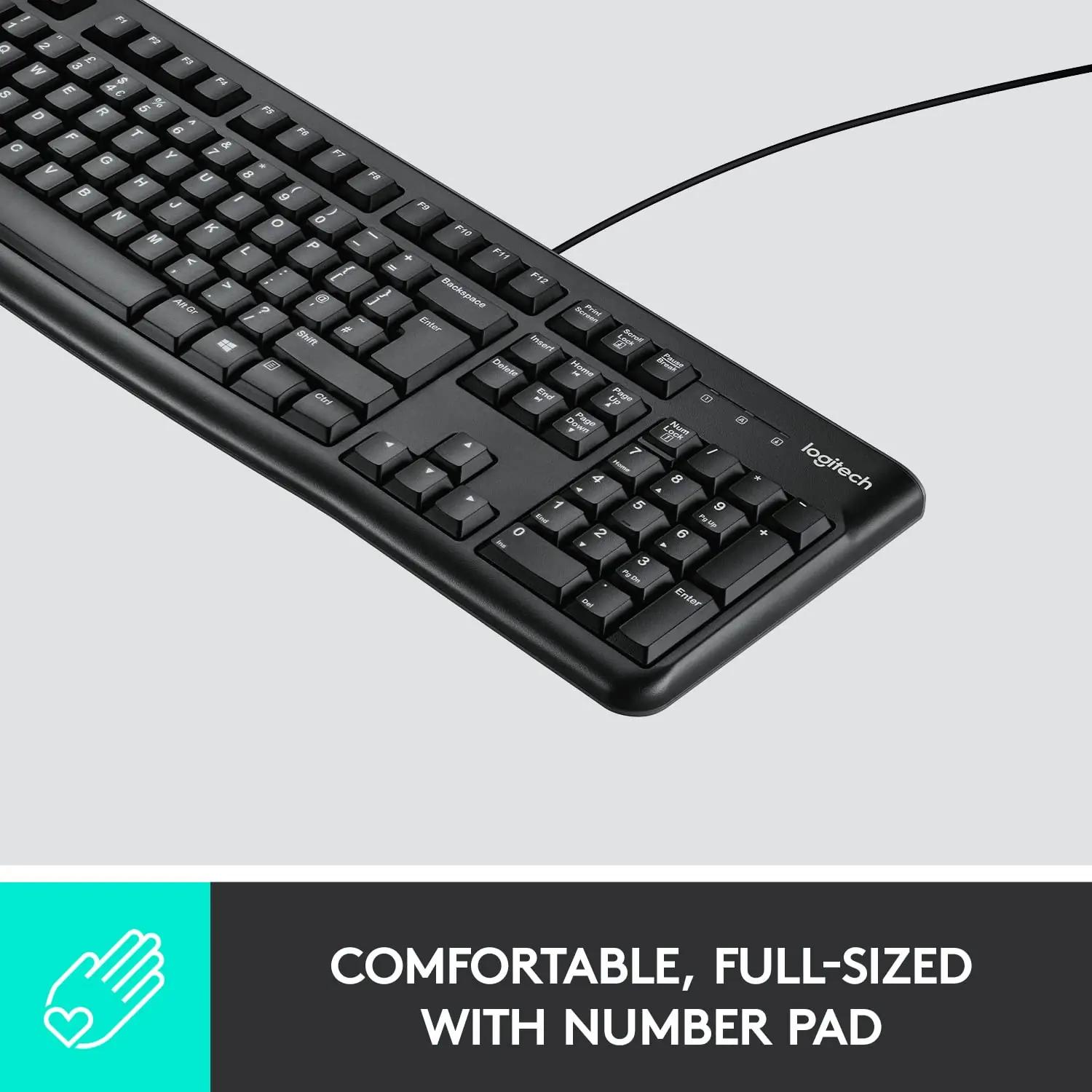 Logitech mugav ja vastupidav klaviatuur — must plast – detailne vaade