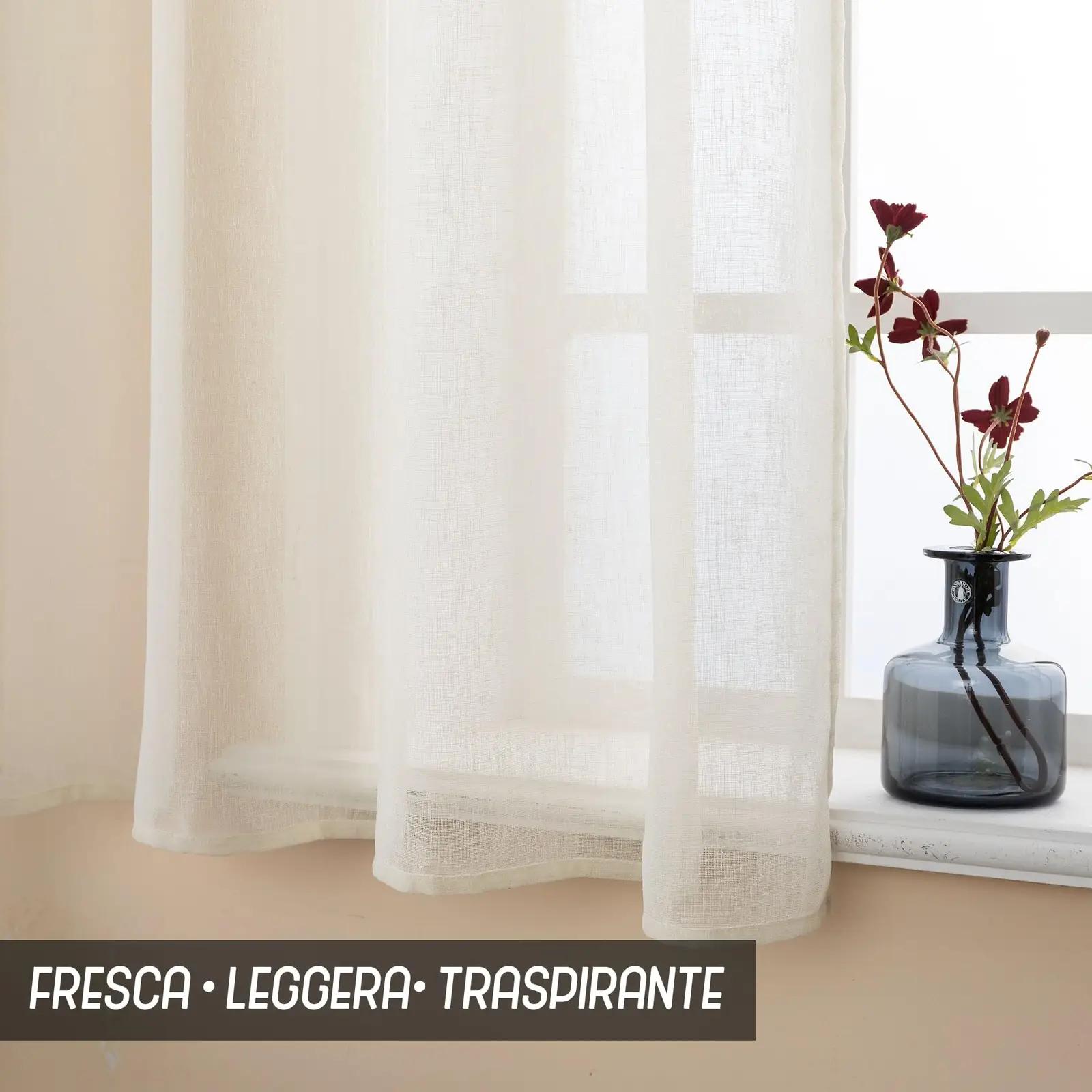 GIRASOLE HOME kreemjad poolläbipaistvad linaefektiga kardinad – pakend ja tarvikud