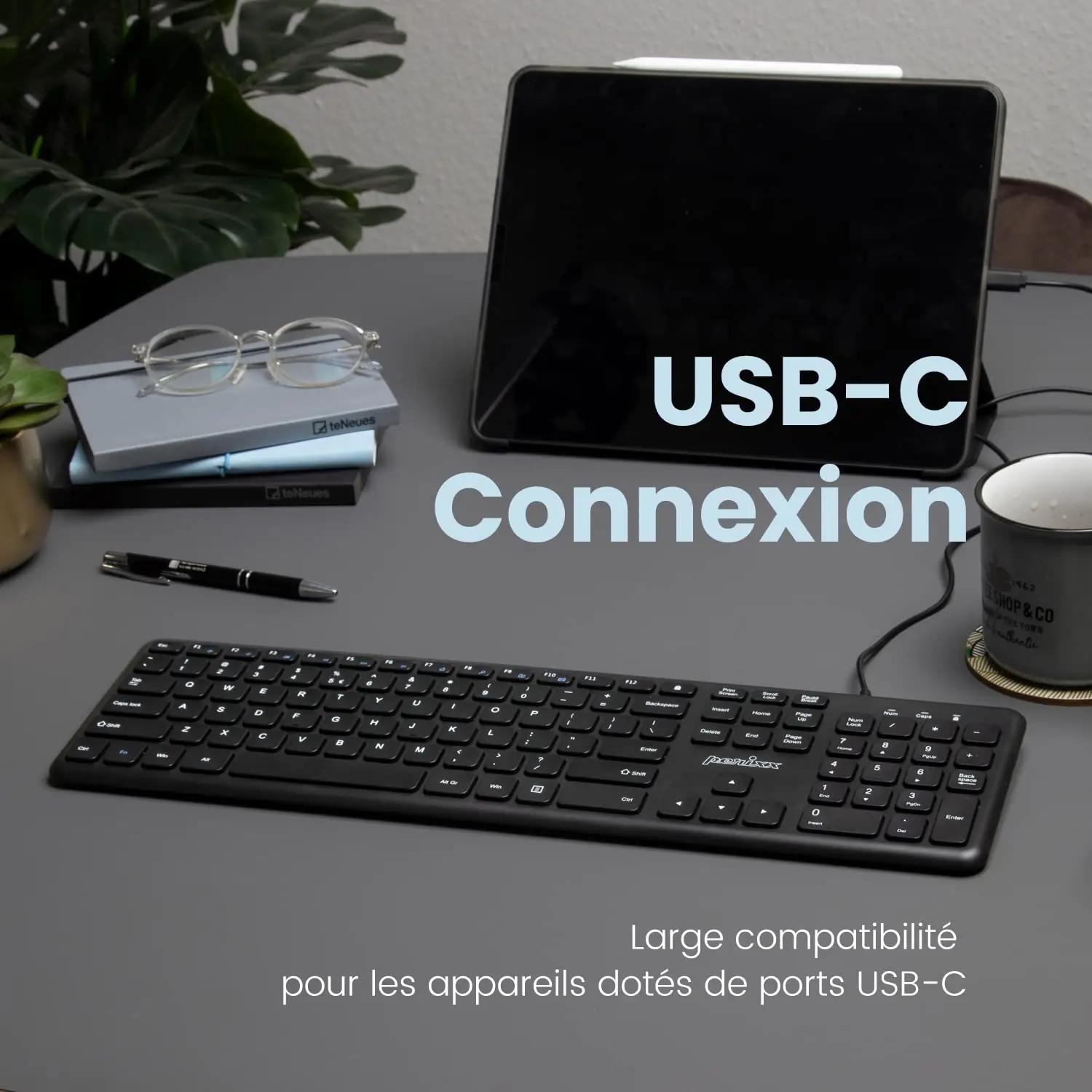 Perixx USB-C täismõõdus klaviatuur – vaikne töölaud – pilt 7