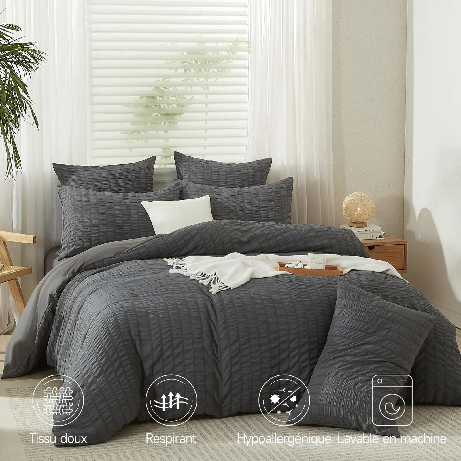 Gezu elegantne seersucker voodipesu 240×260 cm – pehme hall – pakend ja tarvikud