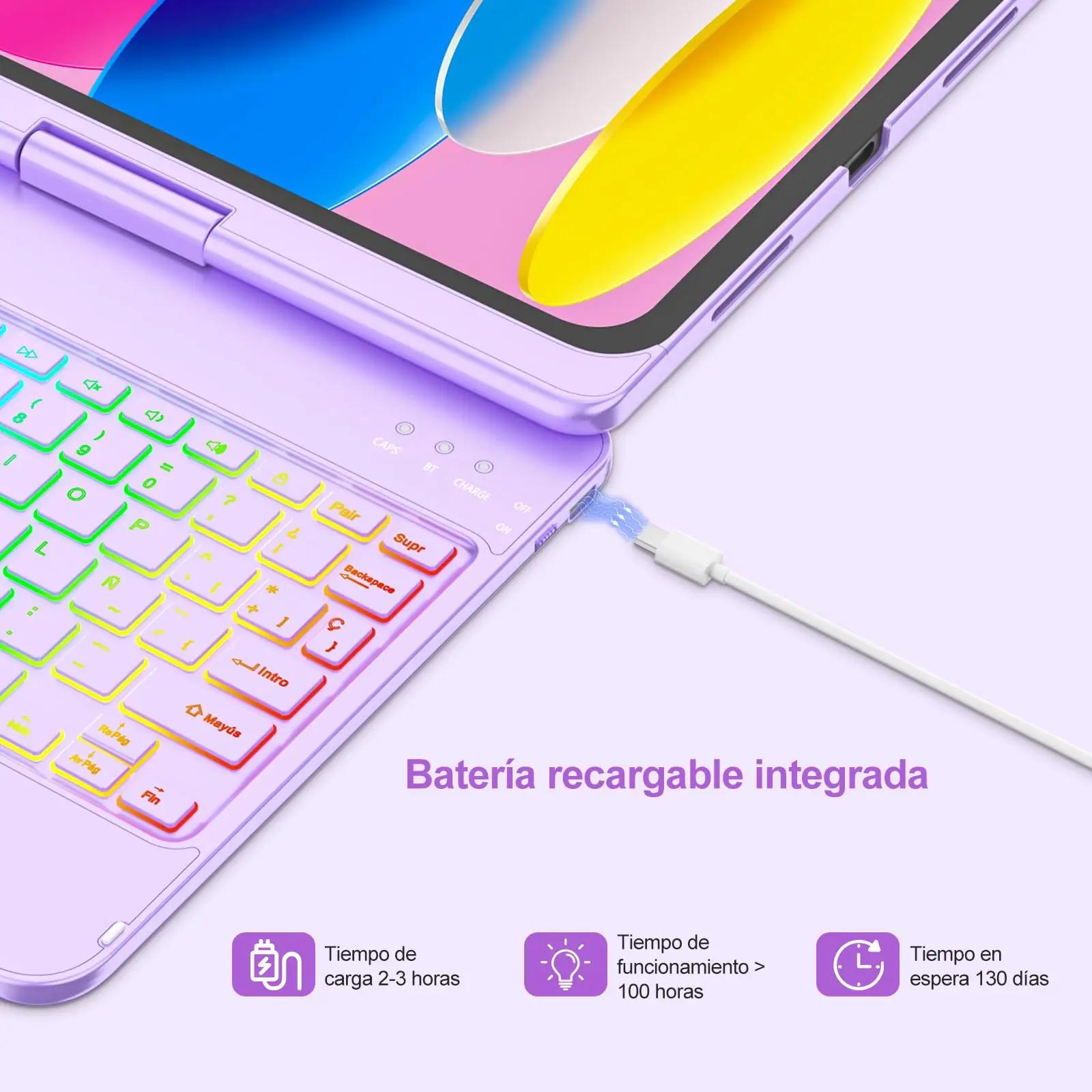 MMK purpurne klahvikate iPad 10.9 jaoks — kaitse ja klaviatuur – lisavaade